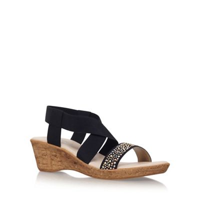 Carvela Comfort Black 'Sand' high heel wedge sandals